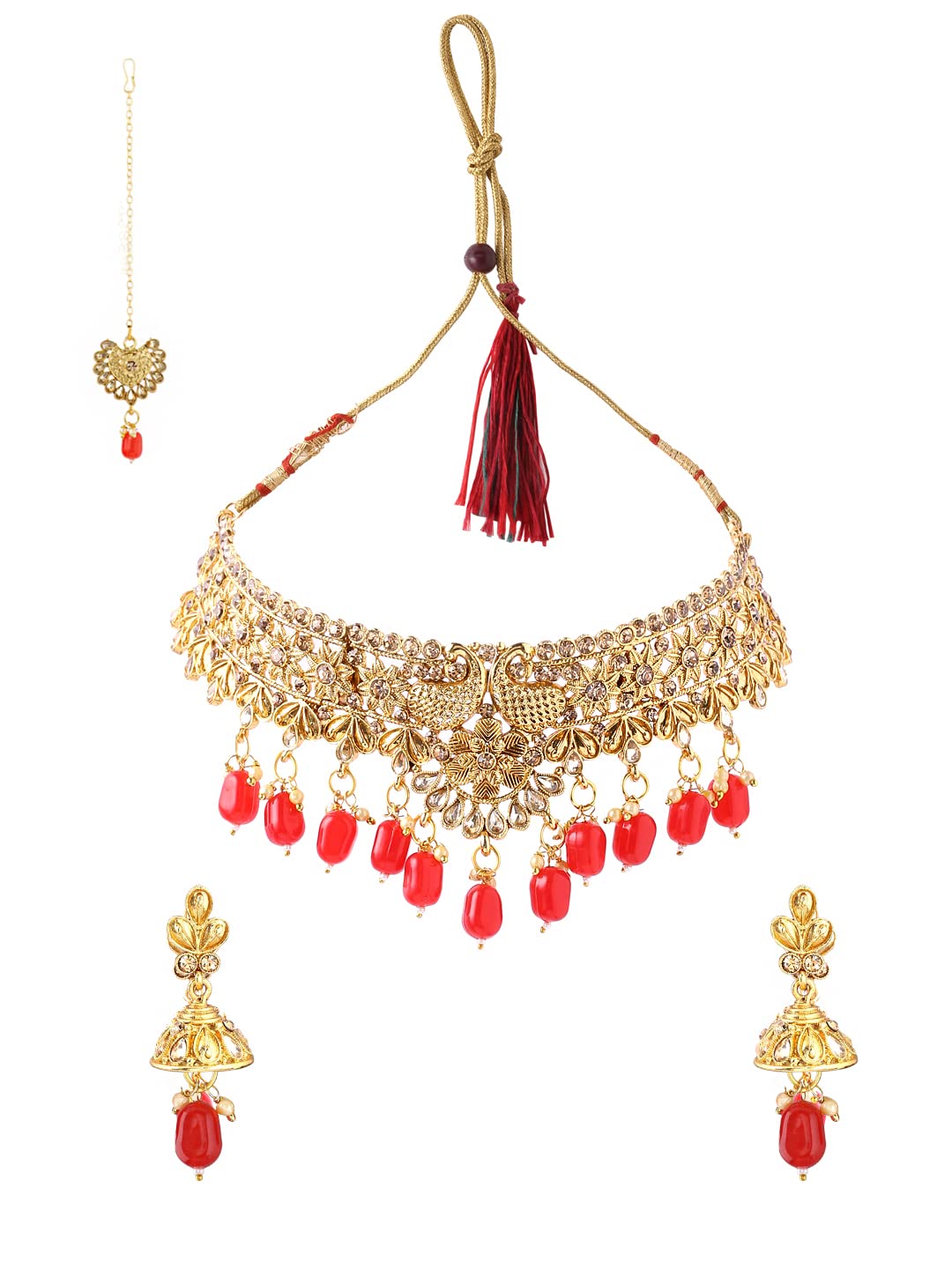 Yellow Chimes Traditional Jewellery Set for Women Gold Plated Kundan Jewellery Set Ethnic Choker Necklace Set With Maangtikka For Women and Girls