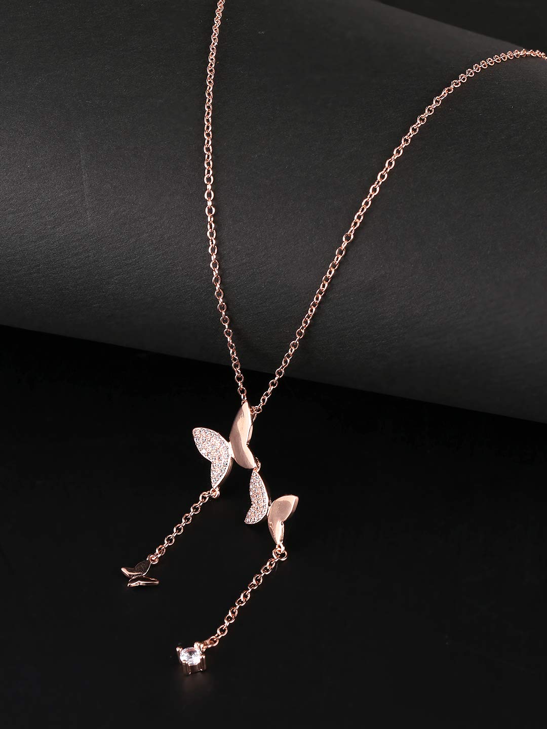 Yellow Chimes Butterfly Pendant for Women Express Your Feelings Collection 18K Rose Gold Plated Chain Pendant for Women and Girls Valentine Gift for Girls