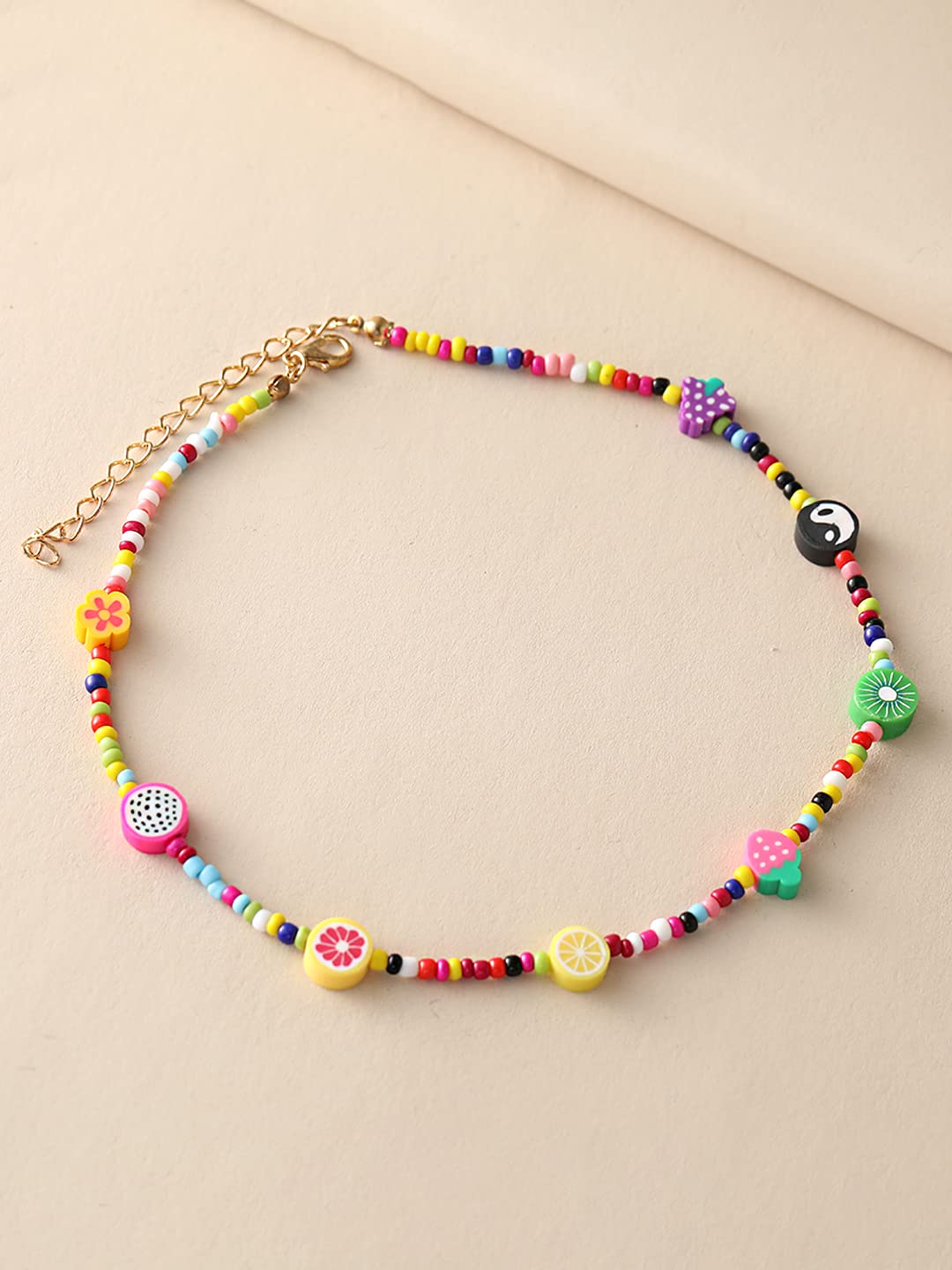 Yellow Chimes Necklace For Girls Multicolor Seed Beads Choker Necklace For Women and Girls