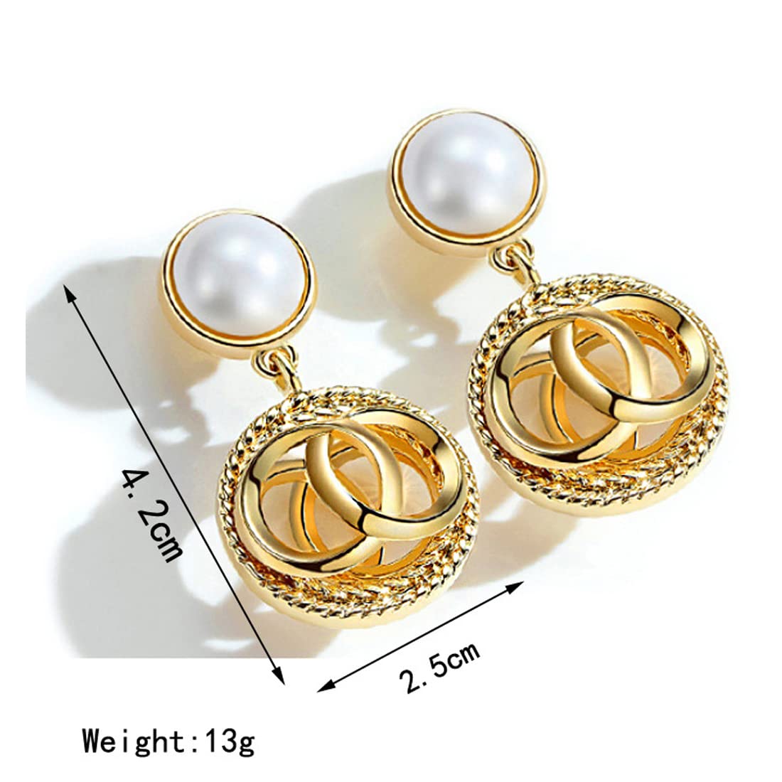 Yellow Chimes Drop Earrings for Women Combo of 3 Pairs Geometric Shaped Gold Plated Pearl Drop Earrings for Women and Girls