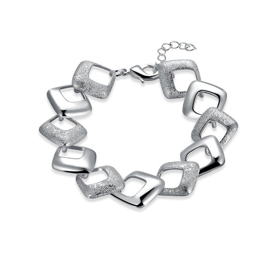 Yellow Chimes Silver Squares Silver Plated Stylish Charm Bracelet Women and Girls