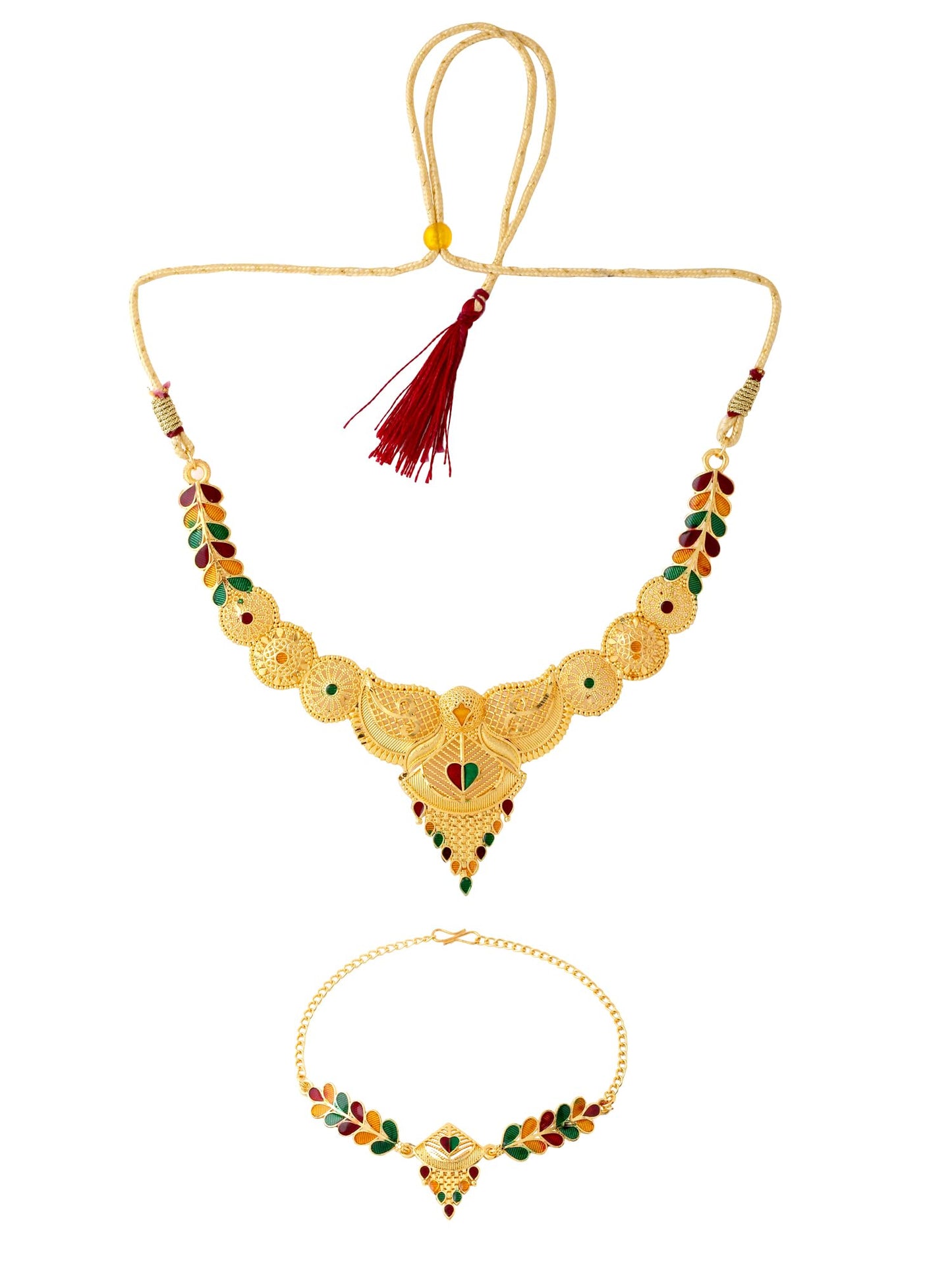 Yellow Chimes Jewellery Set for Women and Girls One Gram Gold Jewellery Set for Women | Gold Plated Bridal Choker Necklace Set | Birthday Gift for Girls & Women Anniversary Gift for Wife