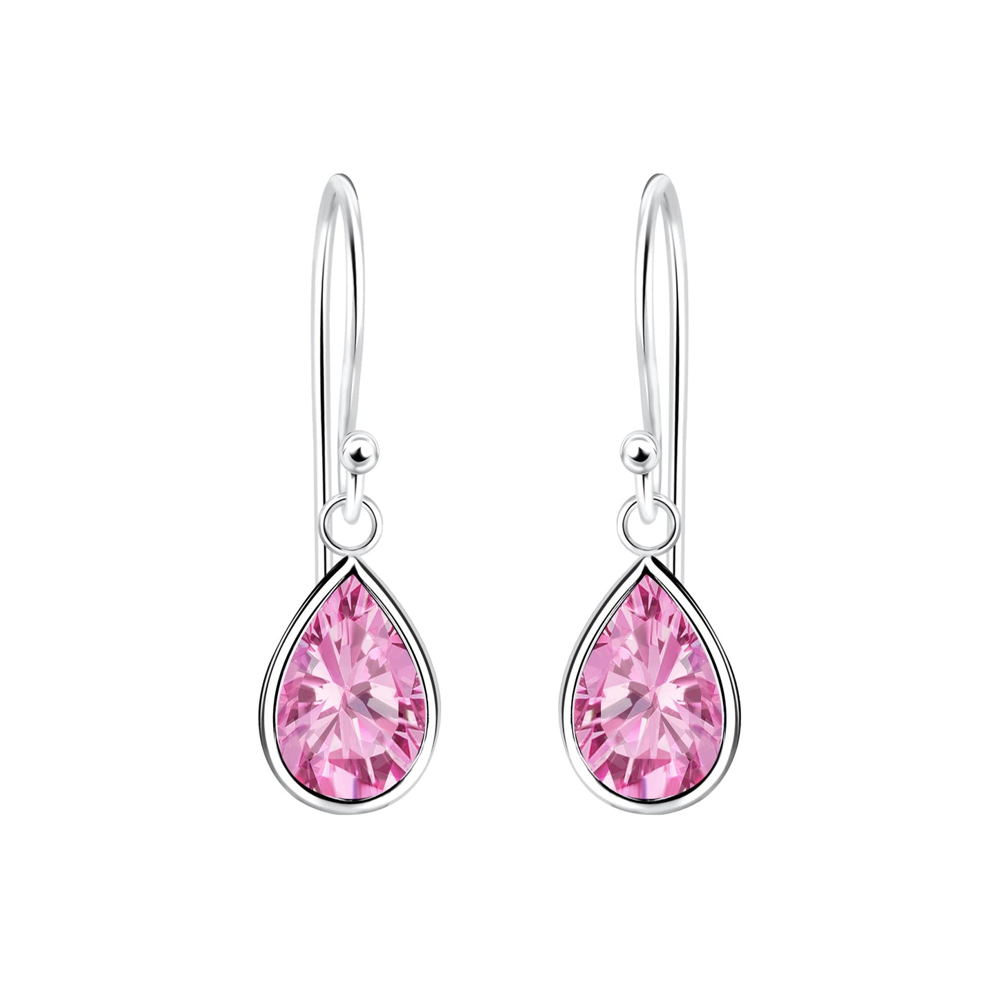 Raajsi by Yellow Chimes 925 Sterling Silver Pink Crystal Drop Earrings for Women & Girls |Birthday Gift for girls Anniversary Gift for Wife|With Certificate of Authenticity & 6 Months Warranty