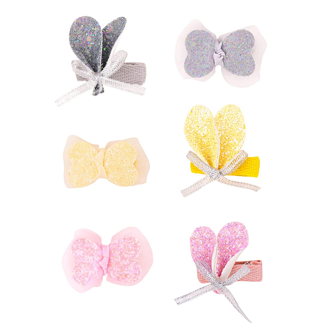 Melbees by Yellow Chimes Hair Clips for Girls Kids Hair Accessories for Girls Set of 6 Pcs Hairclips Multicolor Hair Bows Hair Clips for Kids Aligator Clips for Hair Clip Hair Accessories Set.
