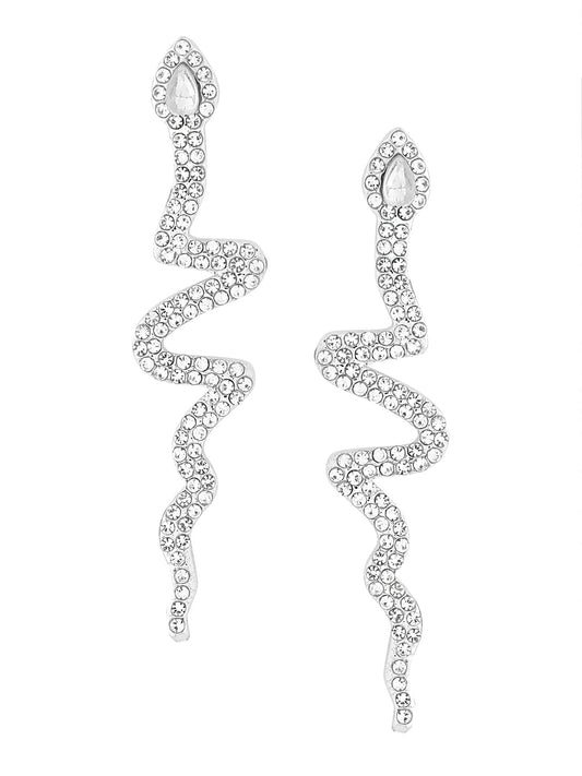 Yellow Chimes Earrings for Women and Girls Snake Designed Dangler | Silver Tone Long Dangler Earrings | Birthday Gift for girls and women Anniversary Gift for Wife