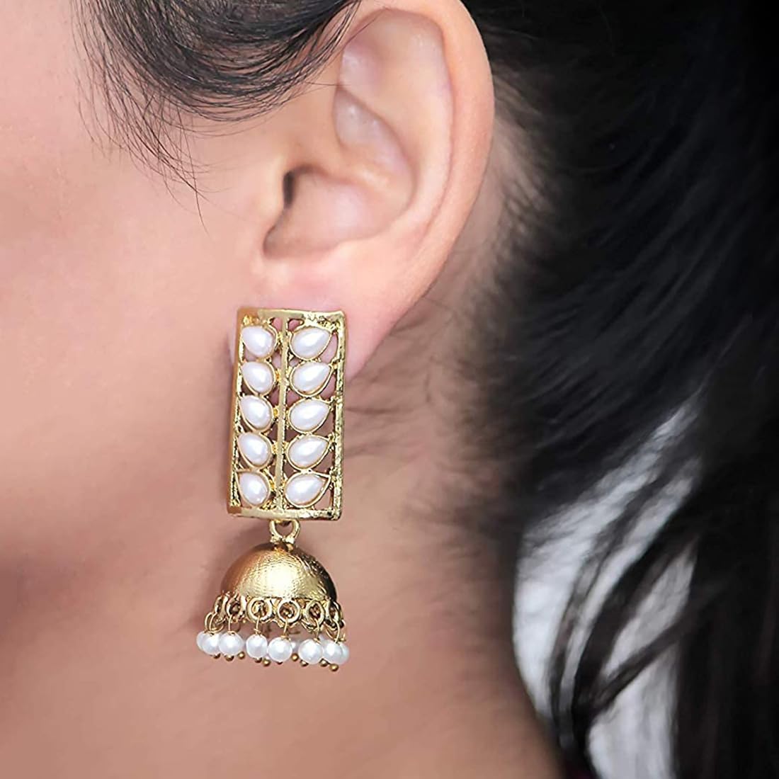 Kairangi Earrings for Women and Girls | Gold Jhumka Earrings with Pearls | Gold Plated Jhumkas | Dome Shape Jhumki Earring | Birthday Gift for Girls and Women Anniversary Gift for Wife