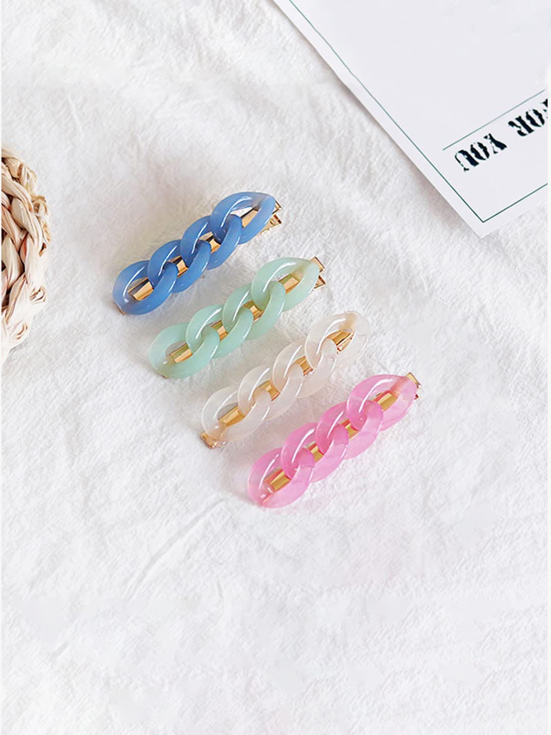 Yellow Chimes Hair Clips for Women Girls Hair Accessories for Women Multicolor Hair Clip 4 Pcs Hair Clips for Girls Hairclips Chain Alligator Clips for Hair Pins for Women and Girls Gift For Women & Girls