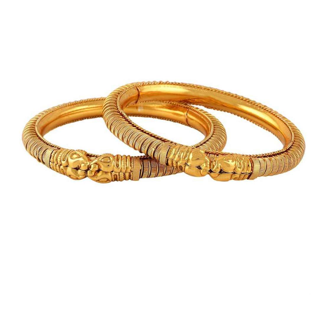 Yellow Chimes 2 PCS Exclusive Delicate Plain Antique Gold Plated Traditional Bangles for Women and Girls (2.8)