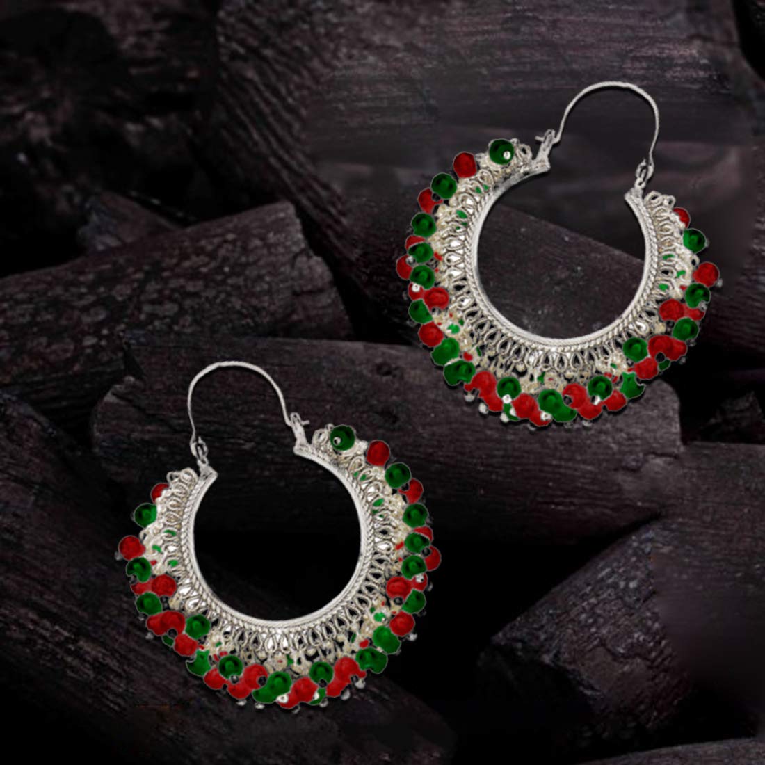 Yellow Chimes Combo Of 2 Pair's Latest Fashion Trendy Look Beautiful Design Silver Plated Pearls Hoop Earring Sets for Women and Girls