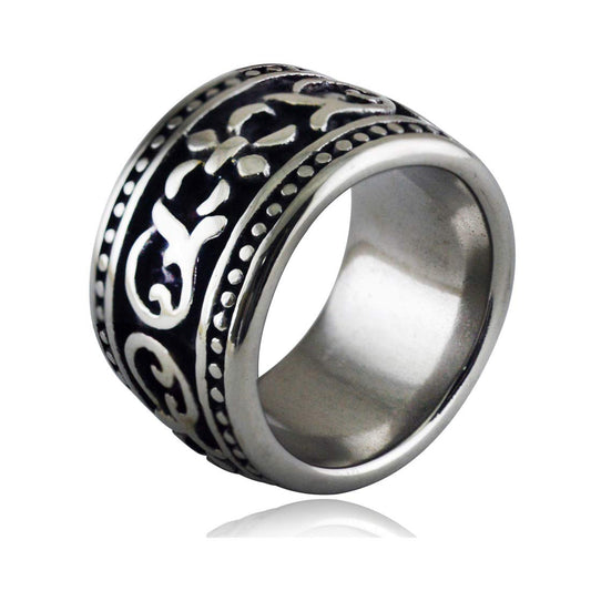 Yellow Chimes Creative Designer Crafted Heavy Band Silver Oxidized Finger-Thumb Stainless Steel Ring for Men and Boys