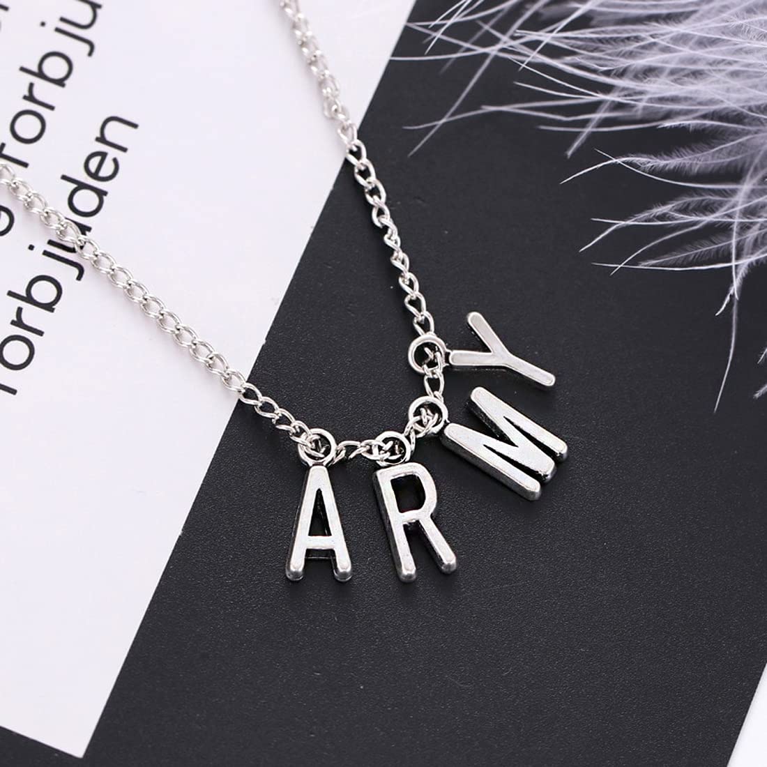 Yellow Chimes Chain Pendant Necklace for Unisex Silver Chain Necklace Stainless Steel ARMY Pendant Necklace for Girls and Boys.