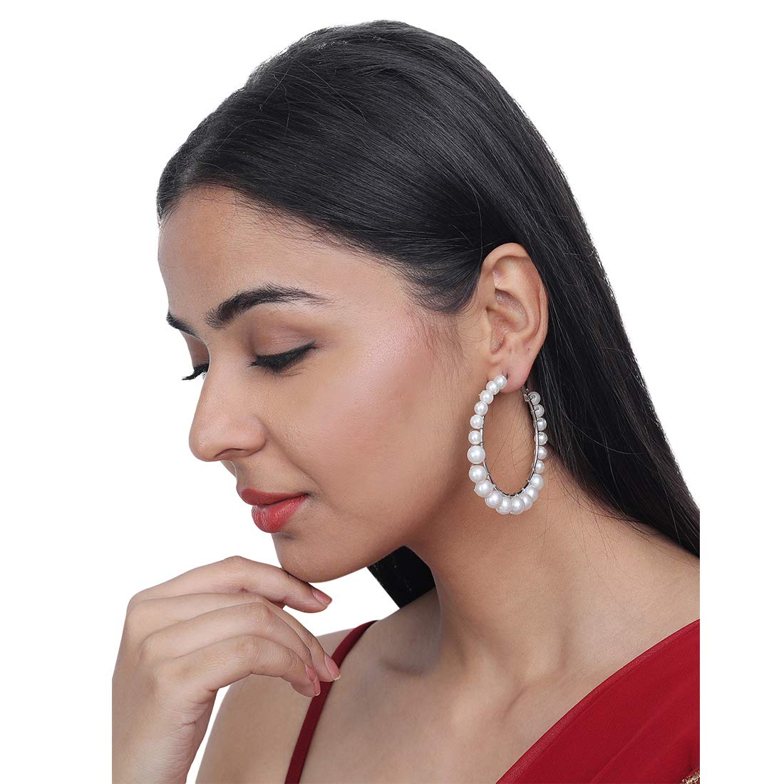 Yellow Chimes Hoop Earrings for Women Combo of 3 Pairs Latest Collection Pearl Hoop Earrings Set for Women and Girls