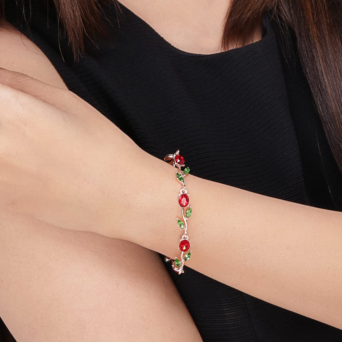 Yellow Chimes Exclusive Latest Rose Chain Swiss Zircons Designer Bracelet for Women and Girls