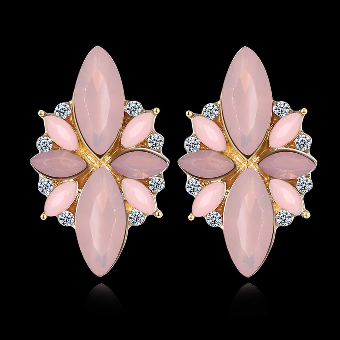 Yellow Chimes Crystal Studded Gold Plated Floral Stud Earrings for Women and Girls