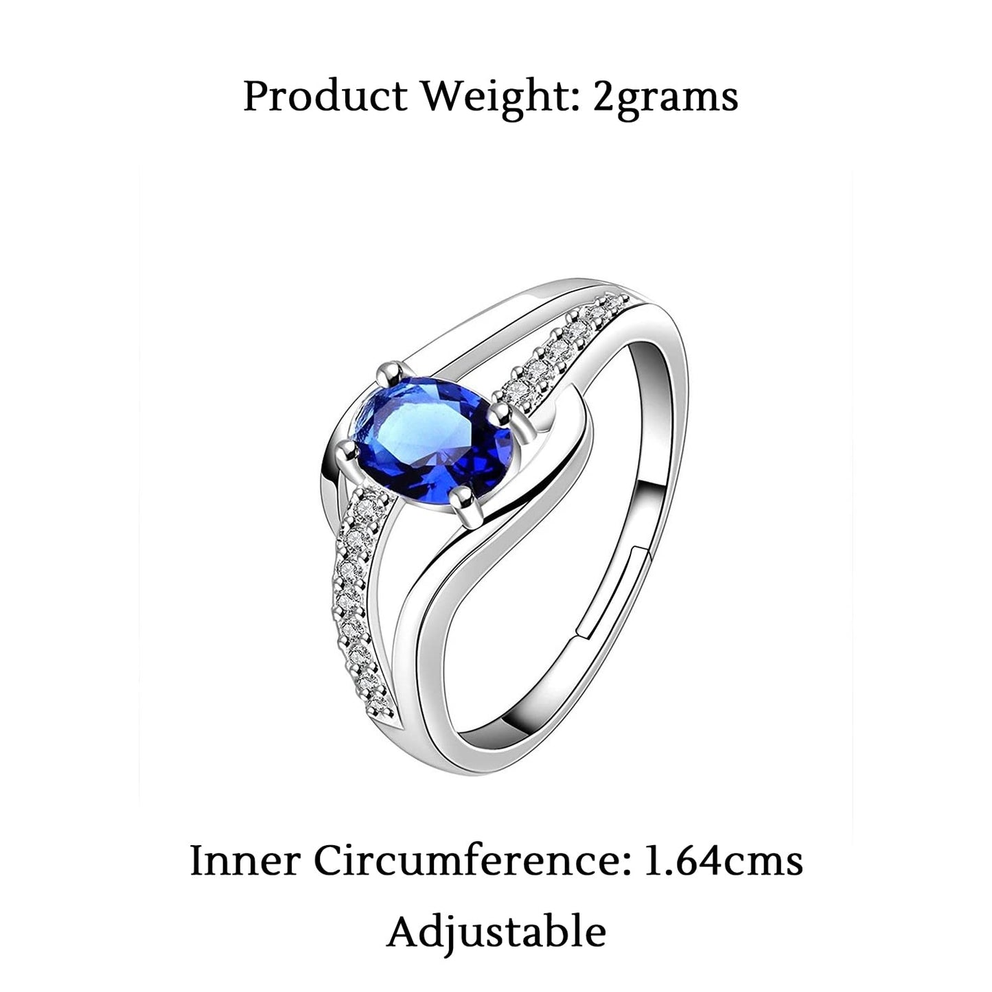 Yellow Chimes Rings for Women Blue Rich Royal Austrian Crystal Sterling Silver Plated Ring for Women and Girls (Size US 6)