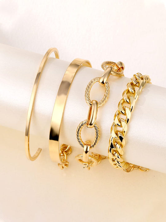 Yellow Chimes Combo Bracelets for Women Gold Plated 4 Pcs Chain Bracelet Set For Women and Girls