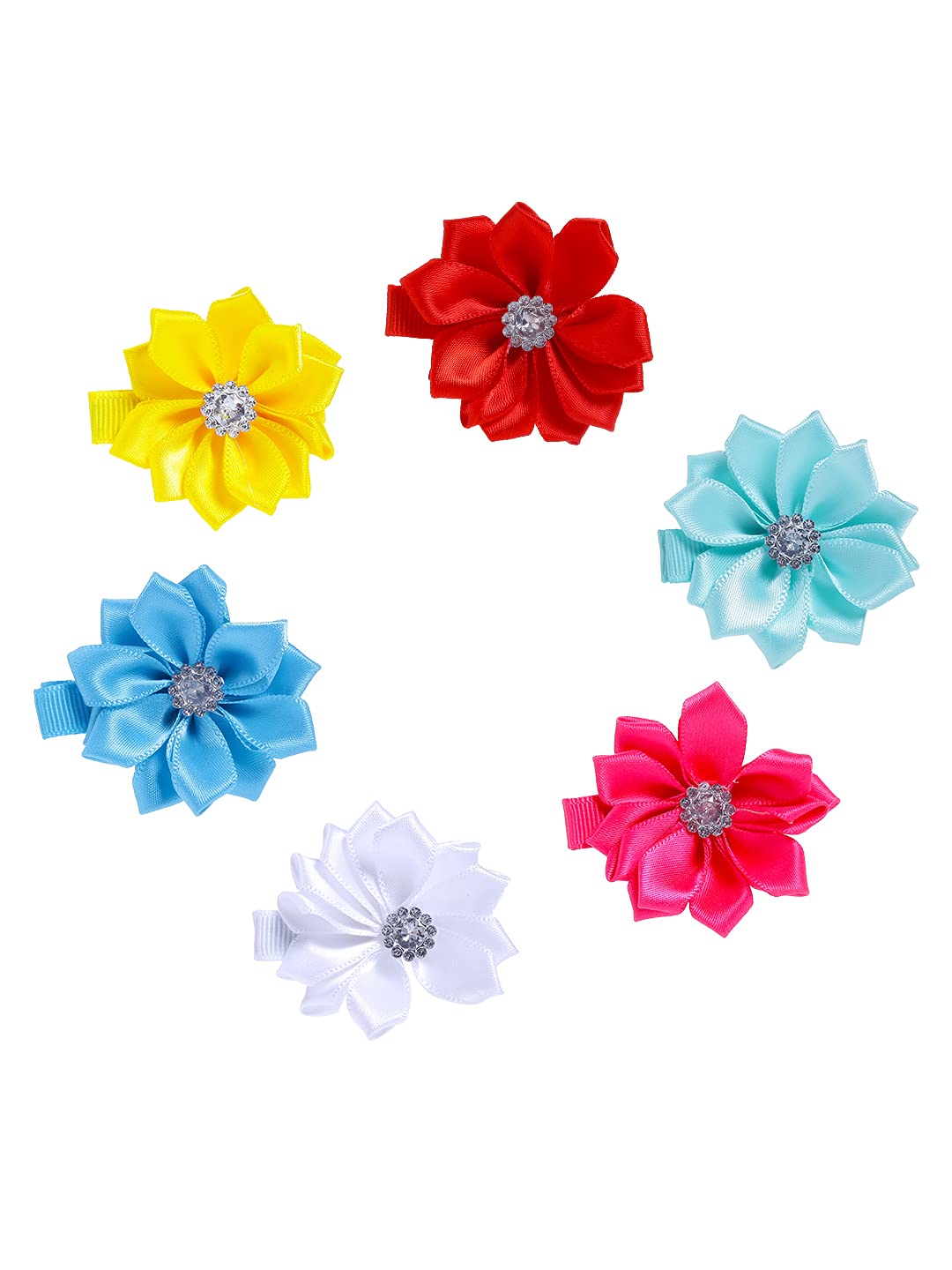 Melbees by Yellow Chimes Combo of 3 Stretcheable Hair Bands and 6 Floral Big Hair Clips Hair Accessories for Baby Infant (Pack of 9), Multi-Color, Medium