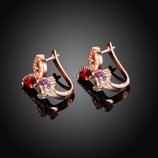 YELLOW CHIMES Flying Butterfly 18K Rose Gold Pated Swiss AAA Zircons Designer Earrings for Women