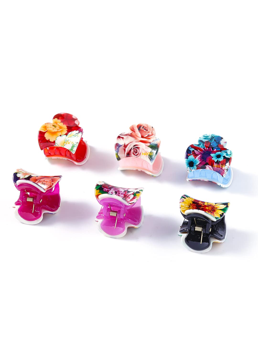 Yellow Chimes Hair Clutchers Claws for Women 6 Pcs Hair Claw Clips for Girls Floral Print Multicolor Hair Clips for Women and Girls Hair Accessories.