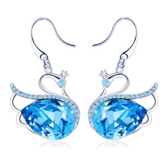Yellow Chimes Crystals from Swarovski Designer Blue Swan Crystal Earrings for Women and Girls