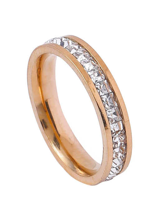 Yellow Chimes Rings for Women and Girls Crystal Ring |Rose Gold Plated Crystal Studded Finger Ring for Women|Birthday Gift For girls and women Anniversary Gift for Wife