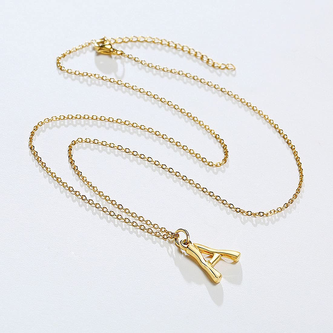 Yellow Chimes Alphabet Pendant Necklace for Women Alphabet A Initial Golden Pendant Stainless Steel Gold Plated Chain Pendant for Women and Men.