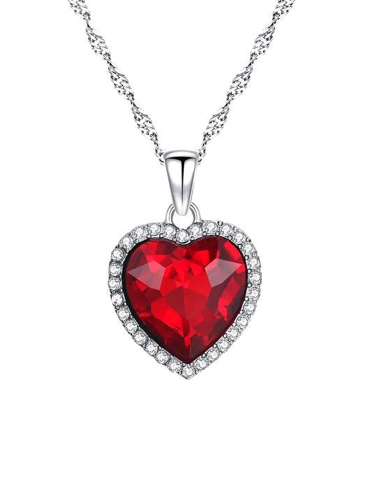 Yellow Chimes Pendant for Women and Girls Crystal Pendant for Women | Heart Shaped Pendant | Red Stone Pendant with Chain| Birthday Gifts For Women Valentine Gift for Girls