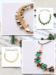 Yellow Chimes Head Chain For Women Dark Green Crystal Beaded Headbands For Women and Girls