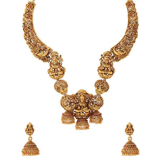 Yellow Chimes Jewellery Set for Women and Girls | Gold Plated Temple Jewellery Set Traditional | Accessories Jewellery for Women| Birthday Gift for girls and women Anniversary Gift for Wife