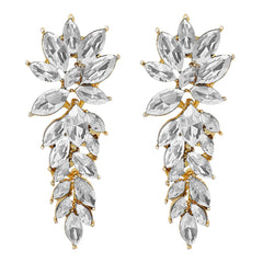 Yellow Chimes Sparkling Crystal Classic Leafy Design Crystal Drop Earrings for Women and Girls