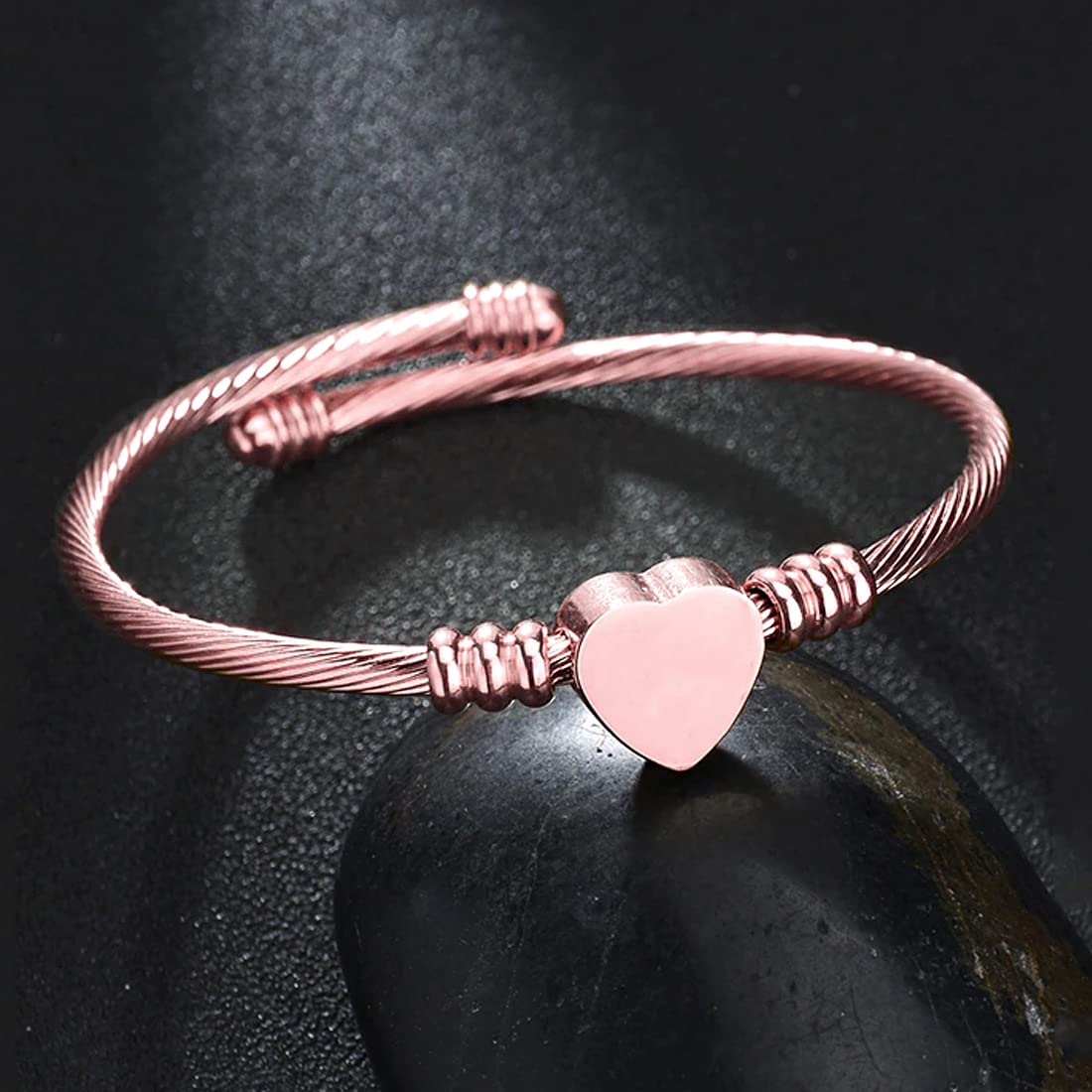 Yellow Chimes Bracelet for Women Stainless Steel Rose Gold Plated Heart Shaped Openable Kada Bracelet for Women and Girls