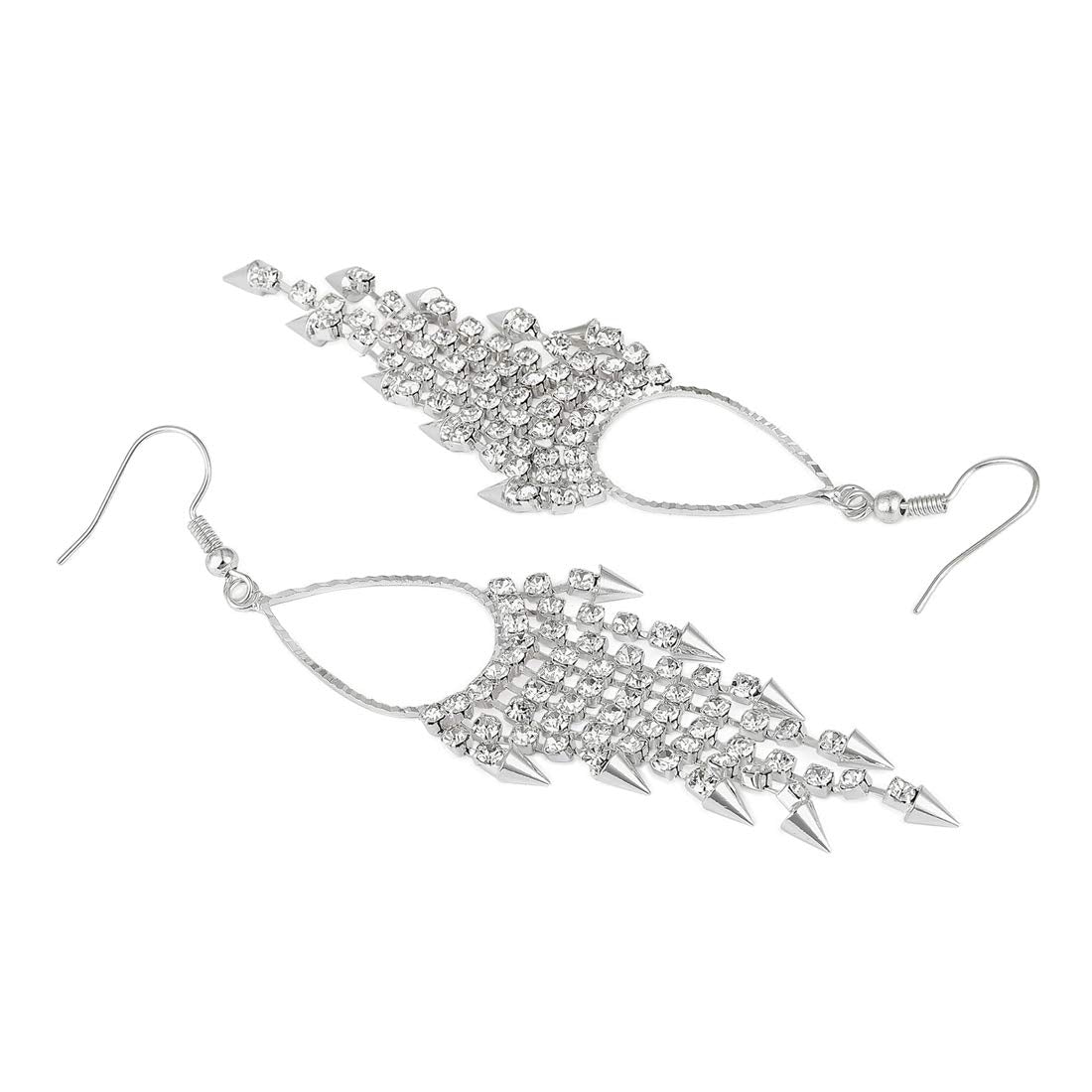 Yellow Chimes Sparkling Beauty Silver Chandelier Earring for Women & Girls.