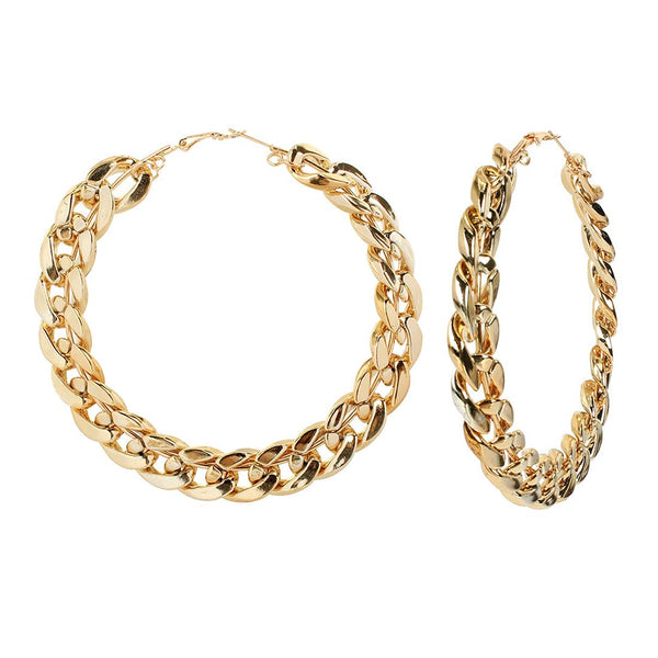 Buy Karatcart Women Gold Plated Large Chain Hoop Earrings Online