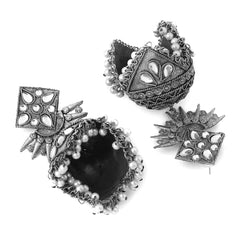 Kairangi Earrings for Women and Girls Traditional Silver Oxidised Jhumka Earrings | German Silver Big Jhumki Earrings | Birthday Gift For girls and women Anniversary Gift for Wife