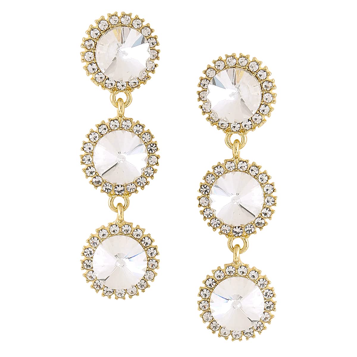 Yellow Chimes Earrings For Women Gold Tone Triple Crystal Round Shape Drop Earrings For Women and Girls