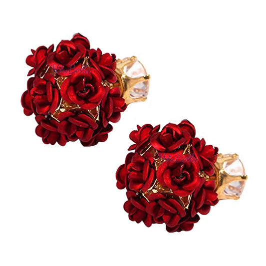 Yellow Chimes Designer Double Sided Fancy Wear Rose Earrings for Girls & Women