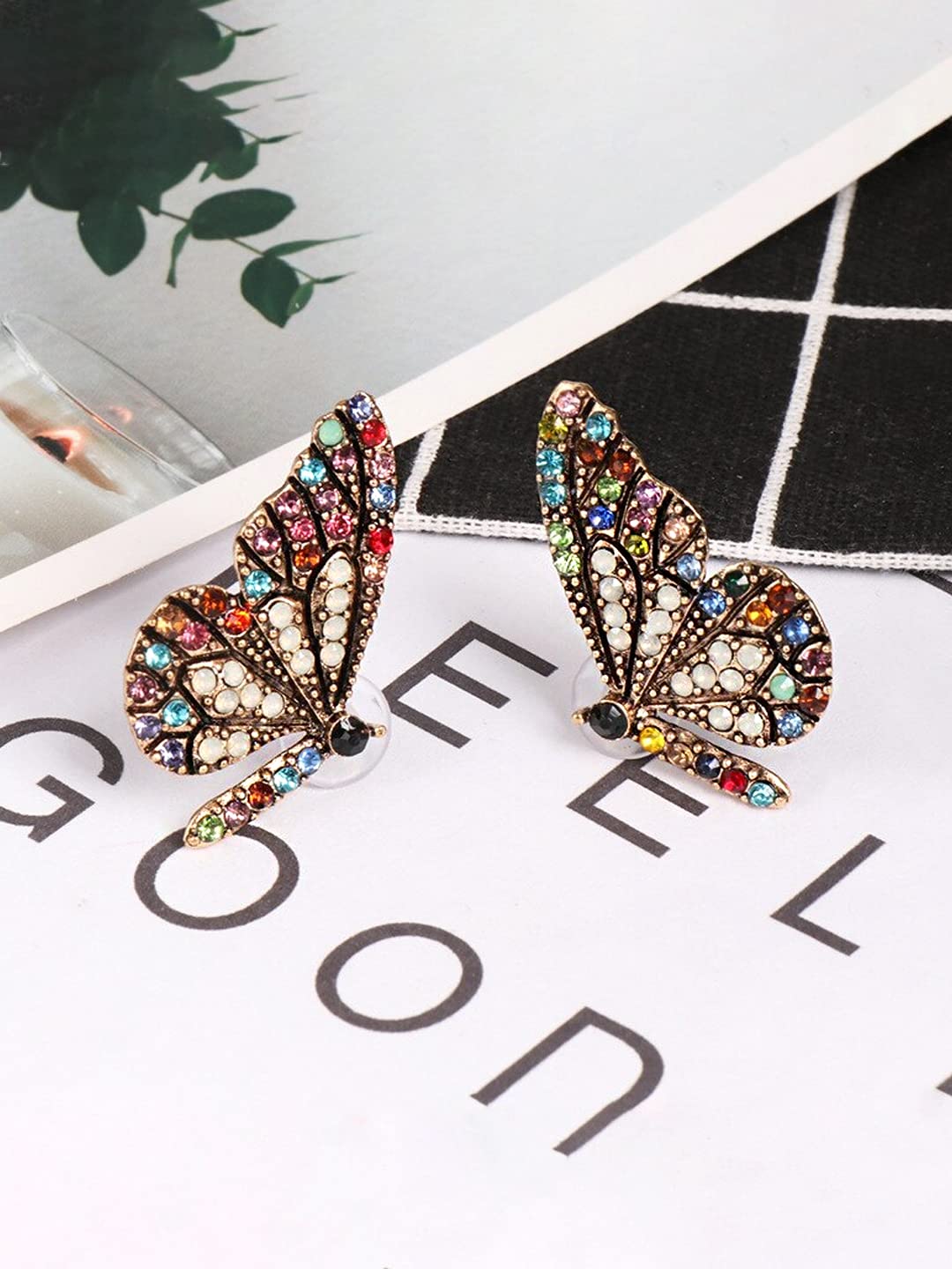 Kairangi Earrings For Women Multicolor Butterfly Designed Stud Drop Earrings For Women and Girls