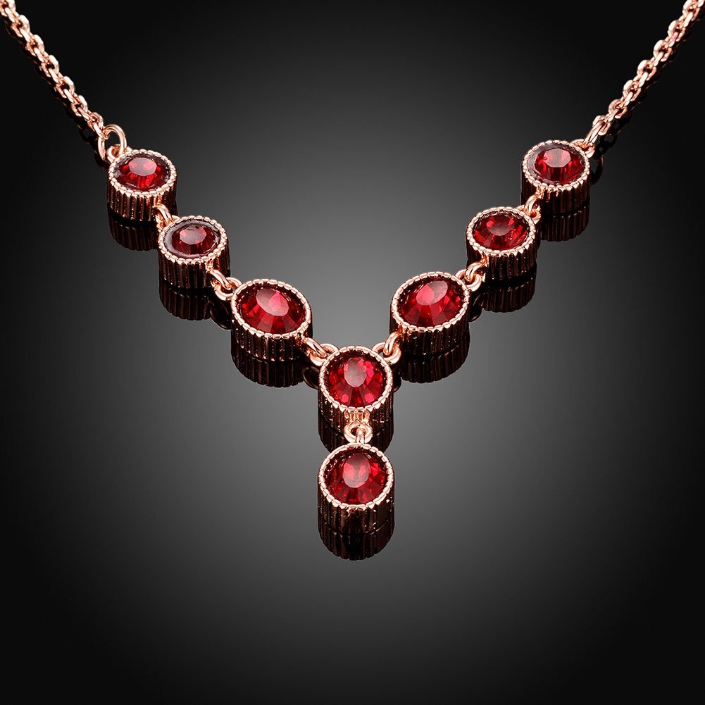 Yellow Chimes Red Royal Genre Austrian Crystal 18K Rose Gold Plated Necklace for Women and Girls