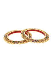 Yellow Chimes Bangles for Women Gold Toned Peacock and Beads Designed Meenakari Touch Traditional Bangles for Women and Girls