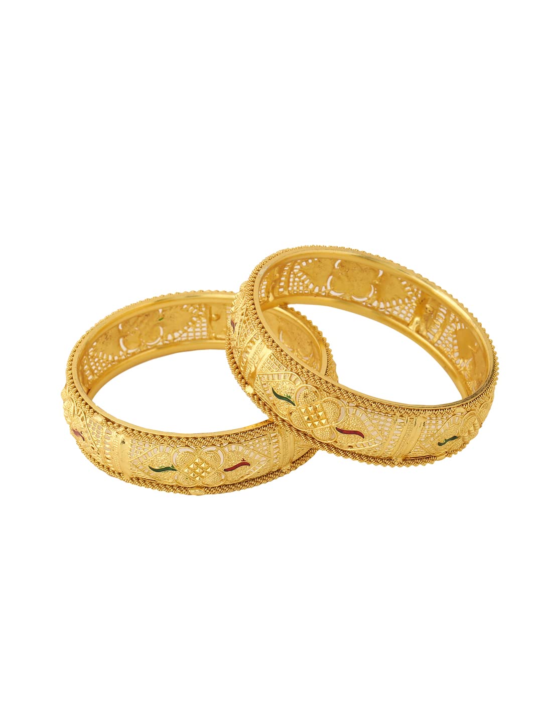 Yellow Chimes Bangles for Women Gold Toned Traditional Designed Meenakari Touch Bangles for Women and Girls