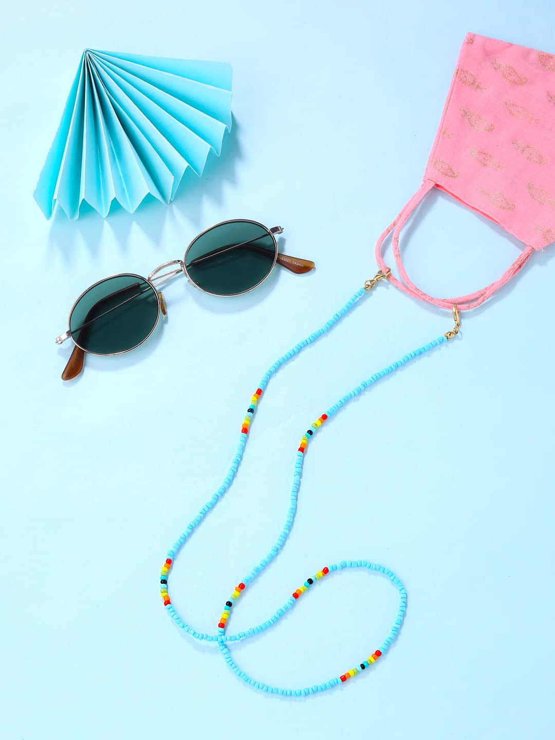 Yellow Chimes Sunglasses Chain for Women Eyeglasses Chain Multicolor Beadded Face Mask Chains Sunglasses Accessories/Sunglasses Lanyard for Girls and Women (MOdel-1)