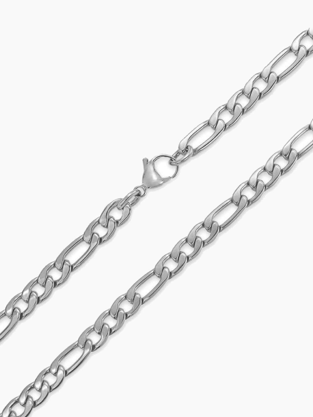 Yellow Chimes Chain for Men and Boys Silver Figaro Neck Chain for Men | Stainless Steel Chains for Men | Birthday Gift for Men and Boys Anniversary Gift for Husband