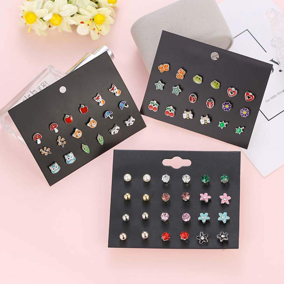 Melbees by Yellow Chimes Earrings for Women and Girls | Fashion Multicolor Studs | Silver Toned Small Stud Earring Set | Westeren stud Earrings Combo| Accessories Jewellery for Women | Birthday Gift for Girls and Women Anniversary Gift for Wife