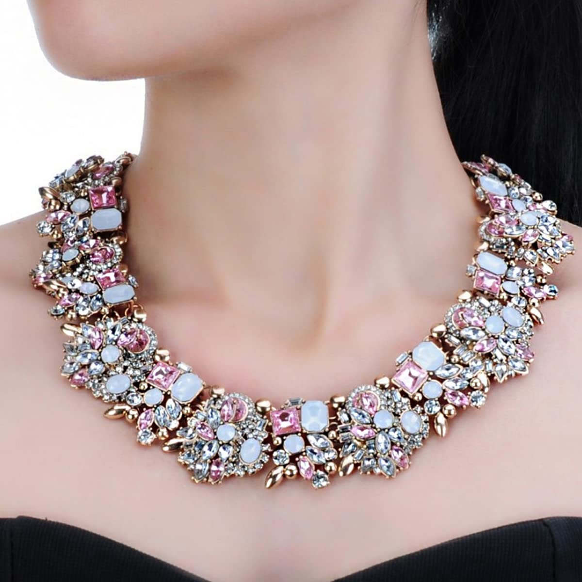 Yellow Chimes Necklace For Women Elegant Colorful Crystal Choker Necklace For Women and Girls