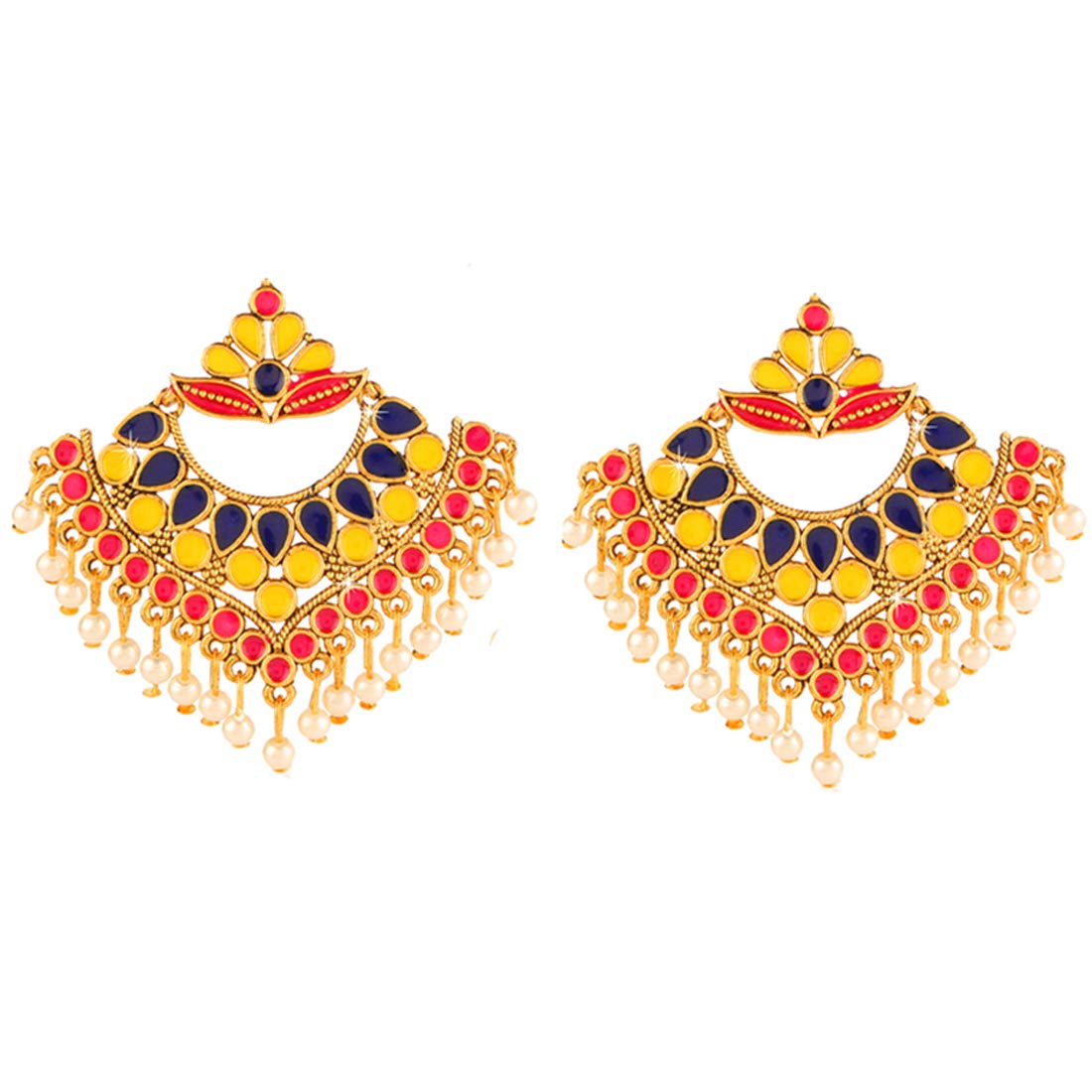 Yellow Chimes Beautifully Enamelled Stylish Gold Plated Meenakari Chandbali Earrings for Women and Girls…