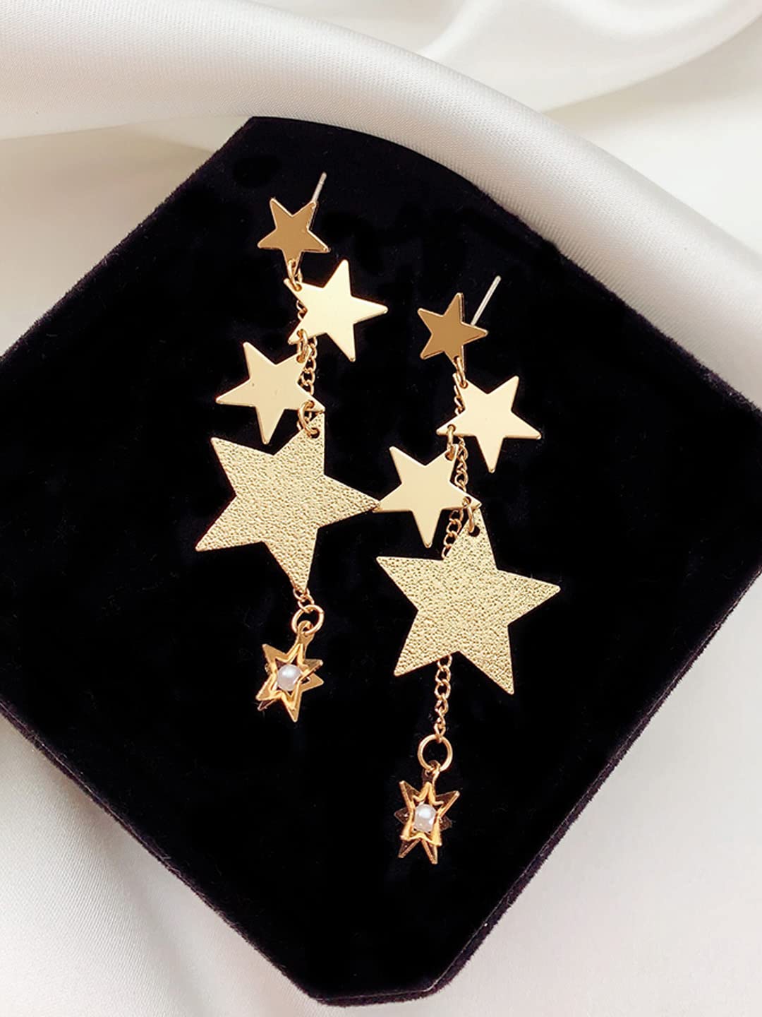 Yellow Chimes Earrings For Women Gold Toned Star Designed Hanging Chain Dangler Earrings For Women and Girls