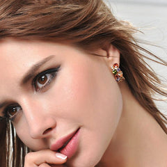 Yellow Chimes Sparkling Colors Flowerets Vine Swiss CZ Clip On Earrings for Women