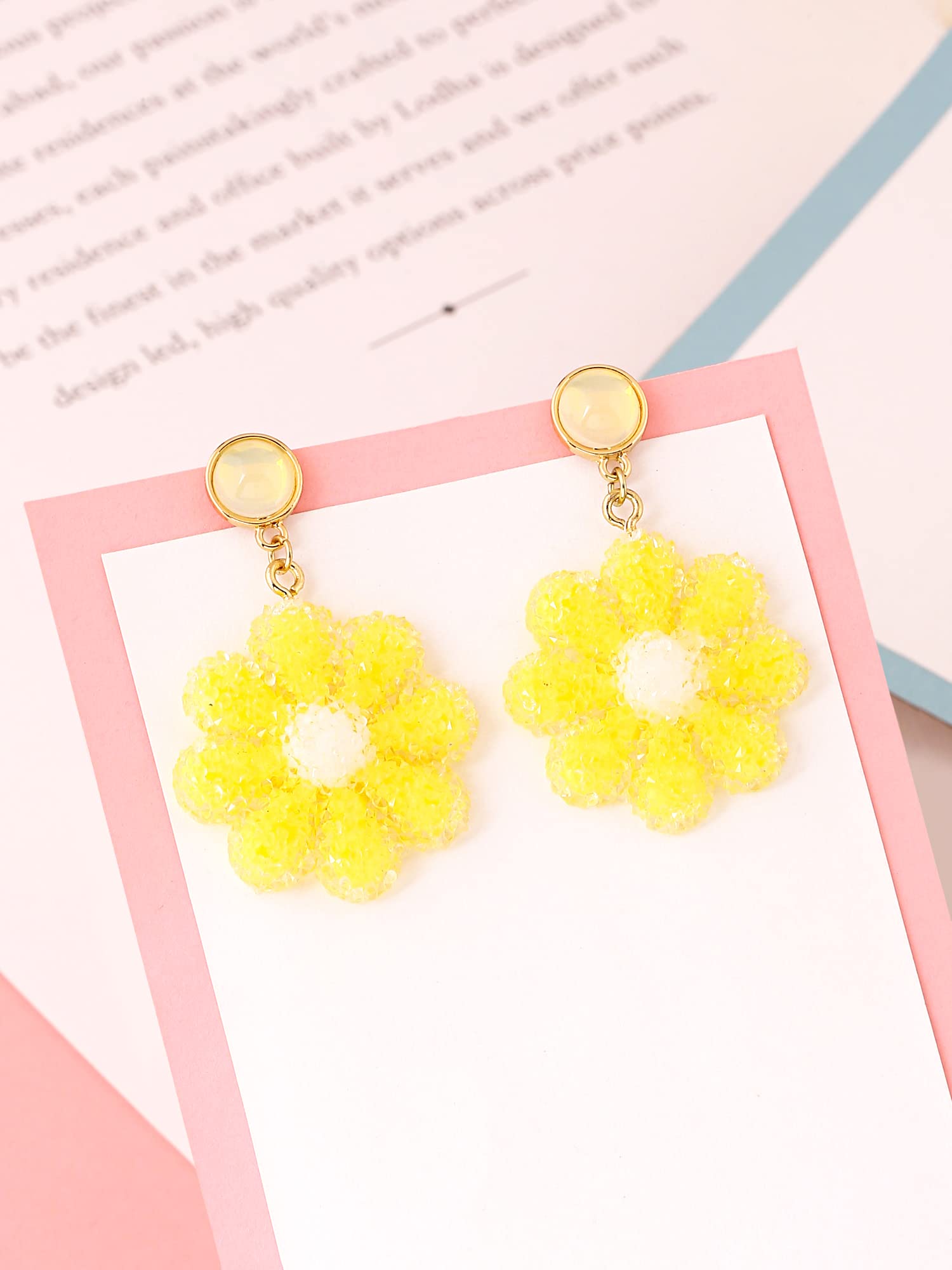 Elegant Resin Yellow Flowers Stud Earrings – Neshe Fashion Jewelry