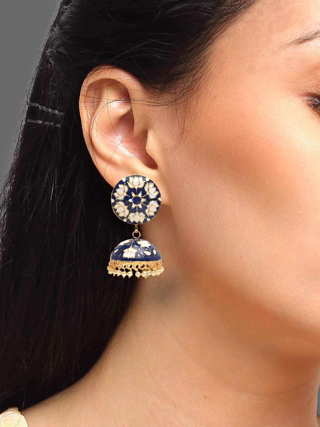 Buy Dulcett India | Ethnic Style | Oxidised Earrings | German Silver |  Black Polish Designer Earring With Jhumka for Girls & Women at Amazon.in