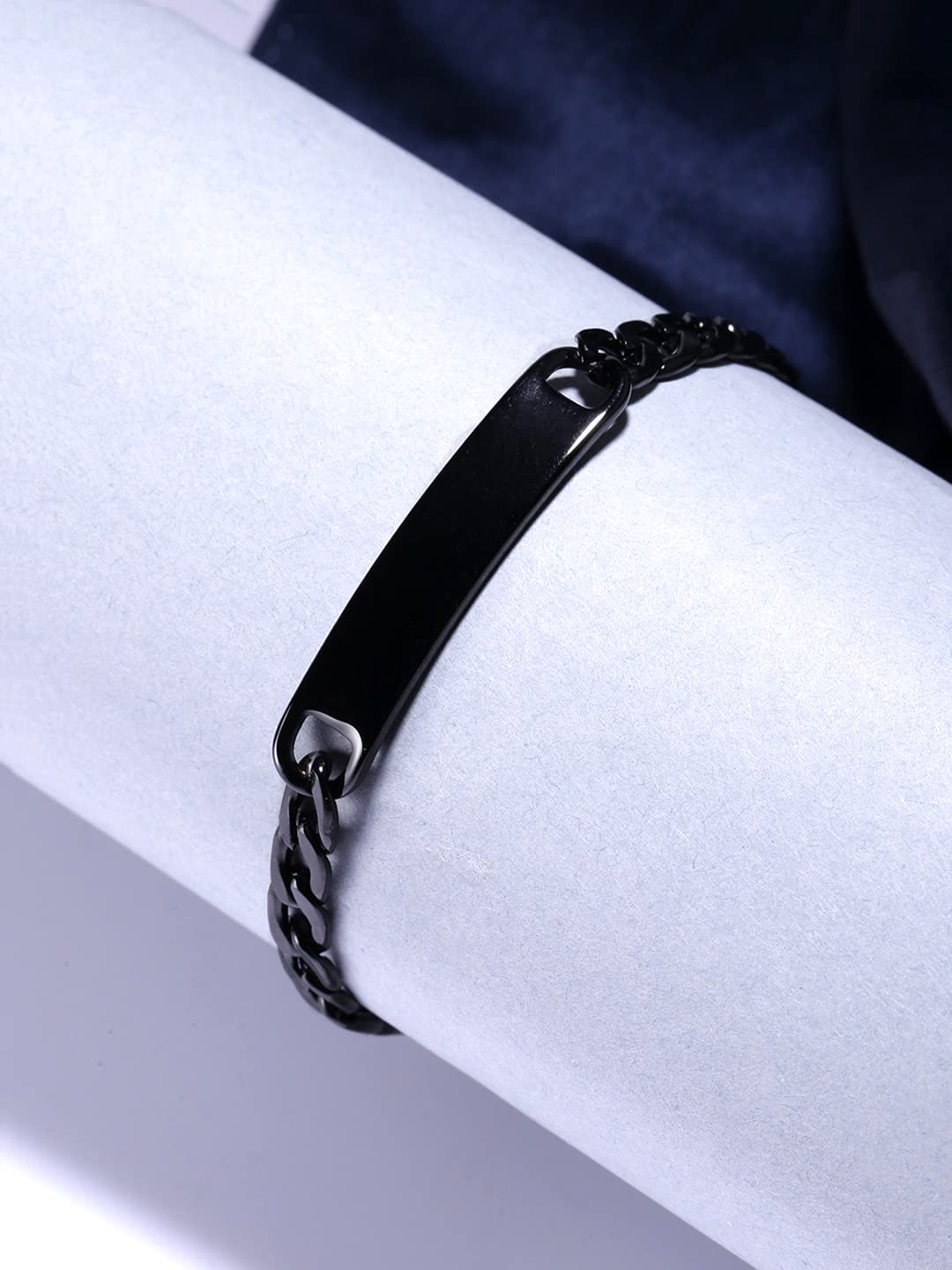 Yellow Chimes Bracelet for Men Stainless Steel Black Chain Tag Bracelet for Men and Boys